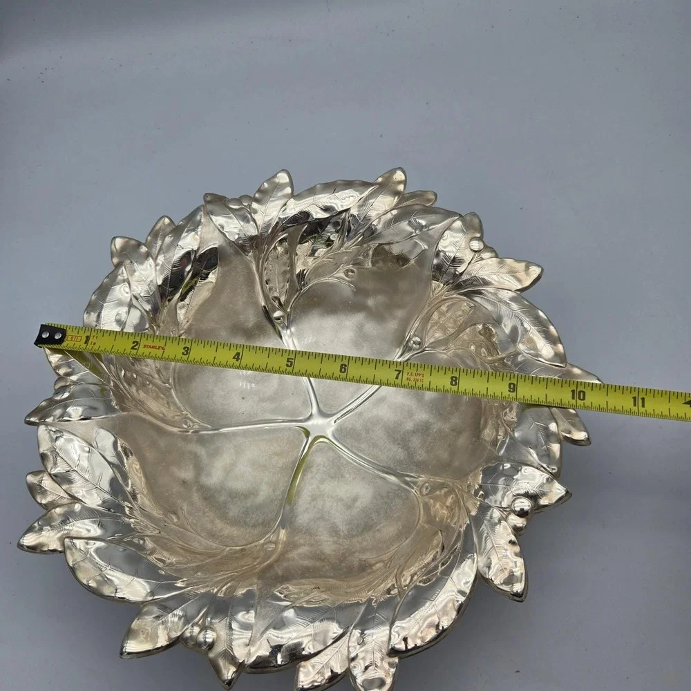 Vintage 1960s WMF Ikora Silver Plated Laurel Leaf Footed Bowl 10.5" MCM Germany - Picture 15 of 15